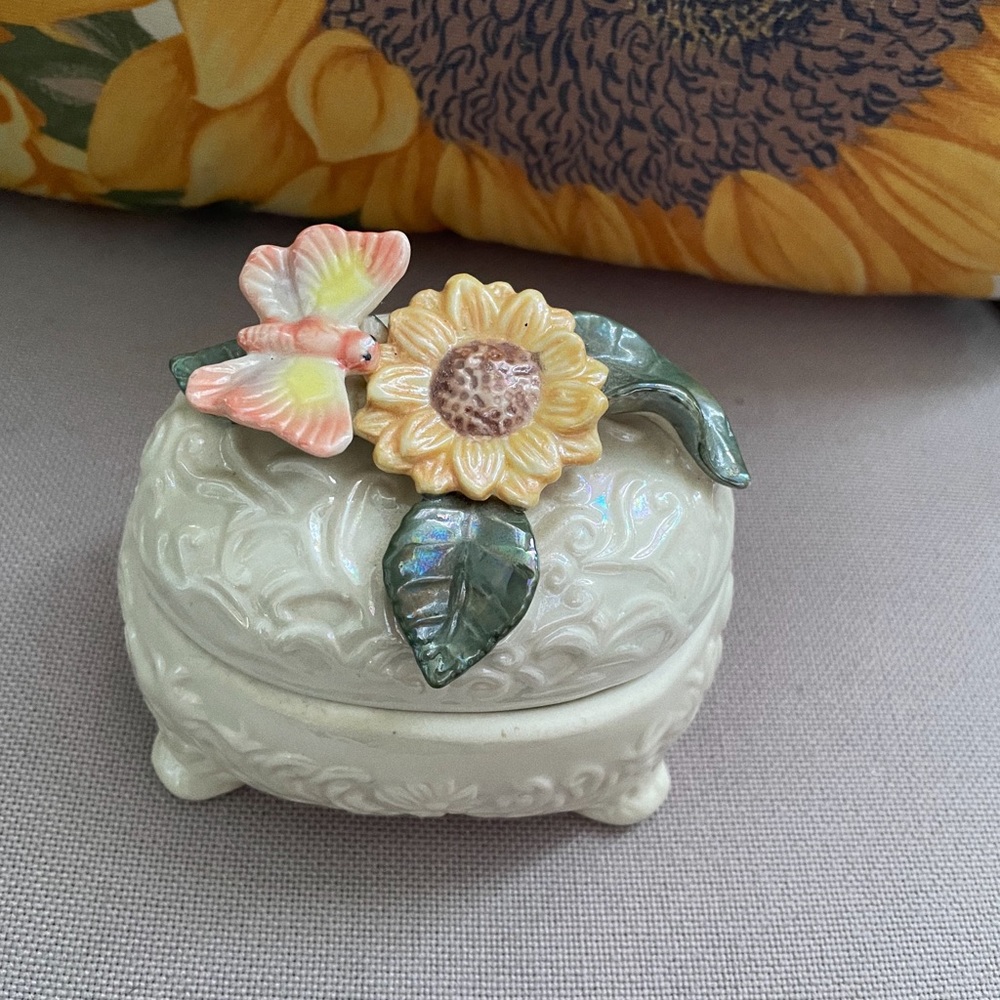 Butterfly and Sunflower Storage Jar